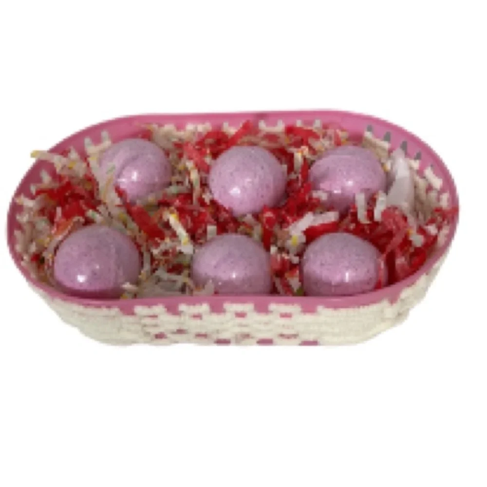 Lavender Chamomile Luxurious Bath Bombs Fizzers and Basket Gift Set of 6 Bombs